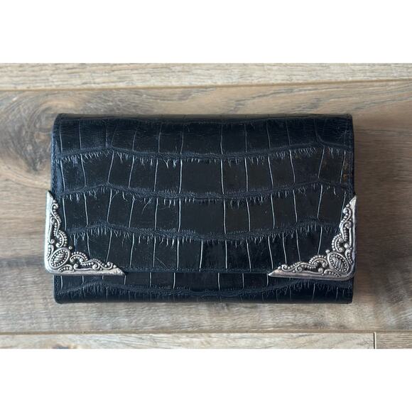 Brighton Handbags - Brighton Black Crocodile embossed Wallet Clutch Vintage